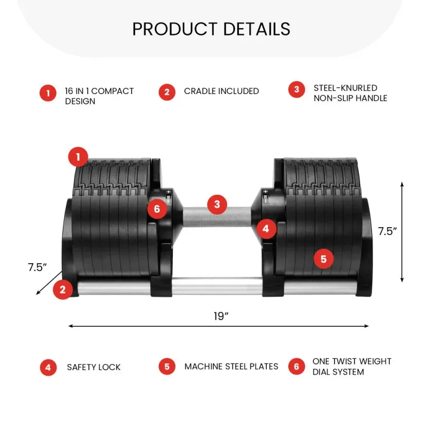 Smart Adjustable Dumbbells 5-80LB | Digital Control for Flexible Workouts (Set of 2)